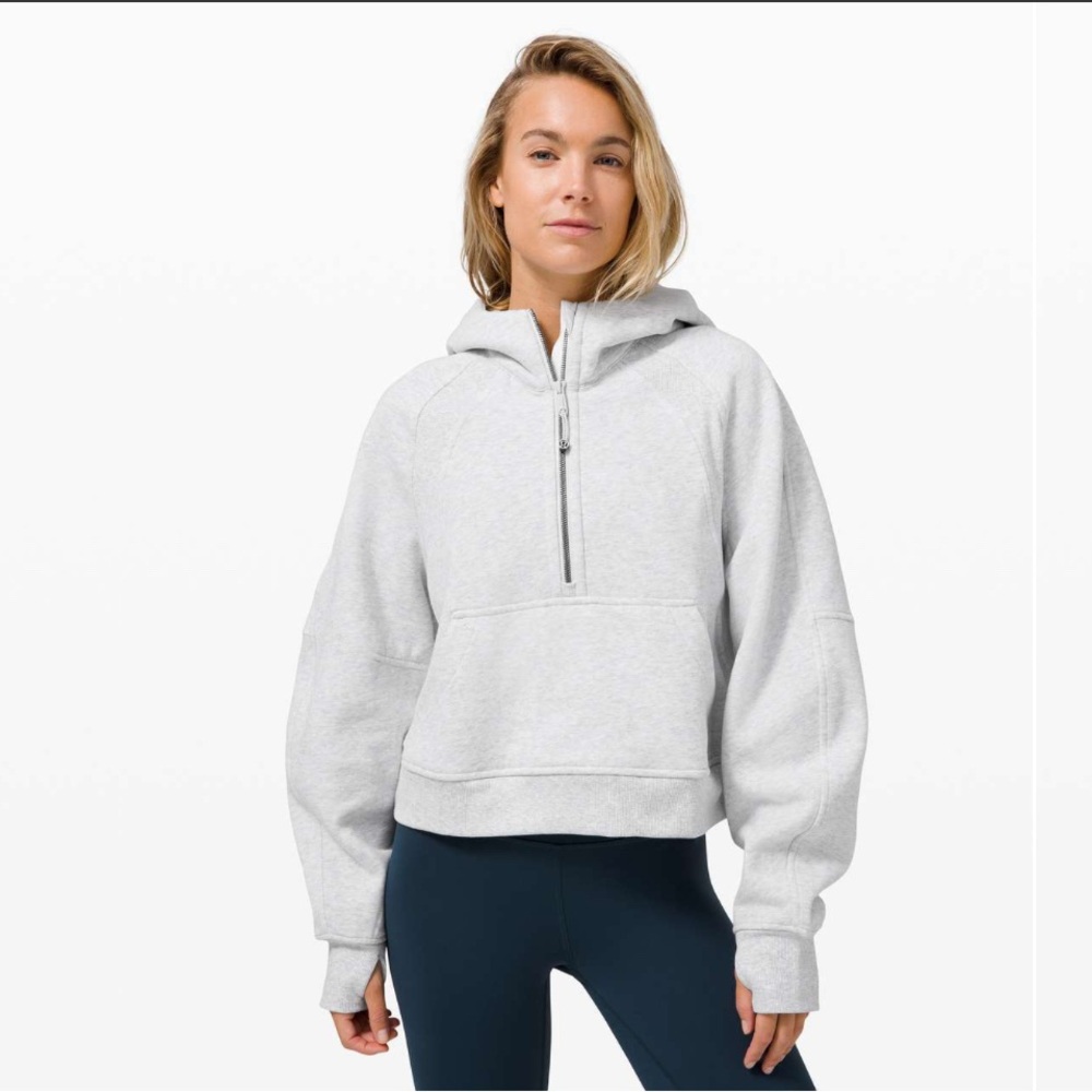 Lululemon Scuba Oversized 1/2 Zip Hoodie Light Grey Women M/L